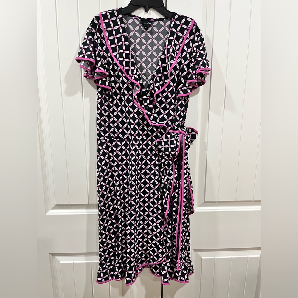 East 5th Pink and Gray Circle Pattern Dress